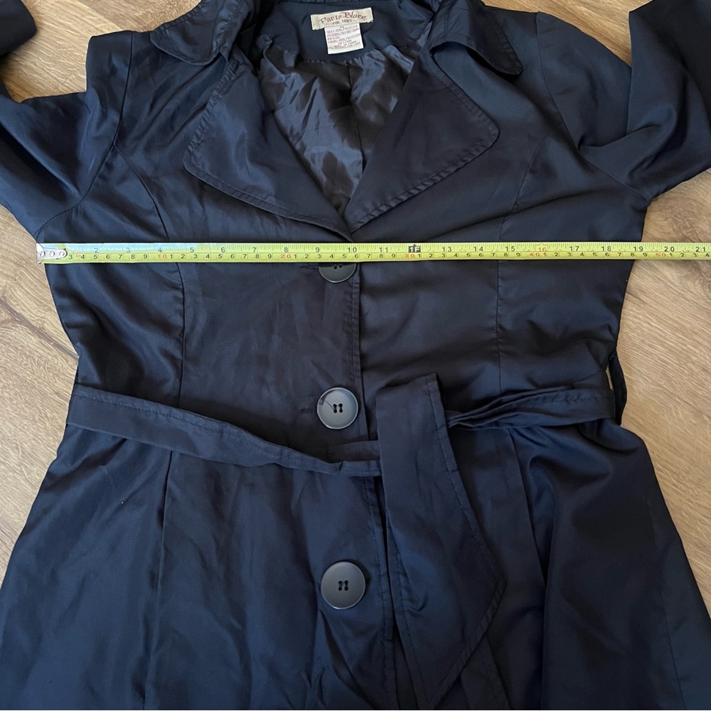 2000s Paris Blues Classic Black Lightweight Trench Coat | 3/4 Sleeve size M - Picture 5 of 7